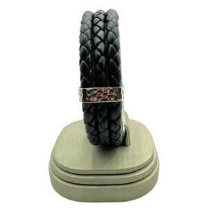 18k Gold & 925 Silver John Hardy Leather Triple Strand Bracelet (19872)